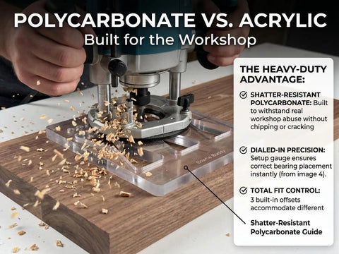 Woodworking Router Inlay Kit With Butterfly Joint System in action, using the 1/4 inch shank and polycarbonate template for precision.