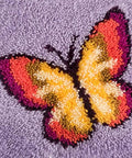Butterfly design from Butterfly Latch Hook Rug Kit for Adults and Kids Beginner Friendly DIY Embroidery Craft Set, 30x30cm.