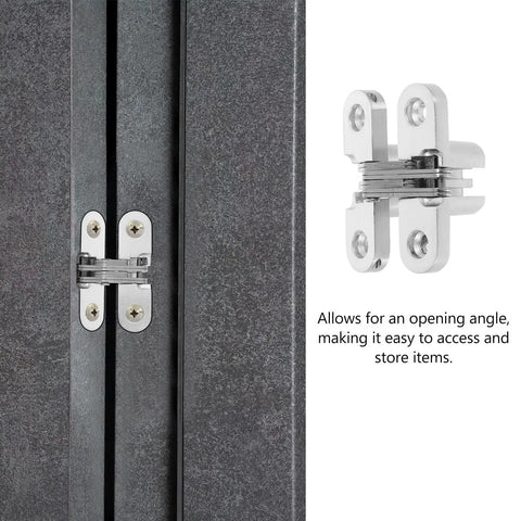 Concealed Folding Cross Hinge For Wooden And Wardrobe Doors Stainless Steel With Easy Install Hidden Pivot Design installed on door