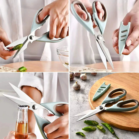 Left Handed Kitchen Scissors For Meat And Poultry, Beefy Multifunctional Heavy Duty Safe Food Shears, Stainless Steel, Razor Sharp For Cutting Fish, Deboning, Scaling, And Veggie Prep, with sheath