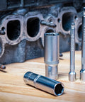 Master Grade 150 Piece Socket Set With Quarter Inch And Half Inch Drives Featuring Super Lock Sockets deep sizes and flexible ratchets.