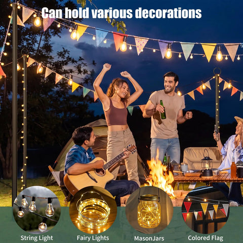 Outdoor String Light Poles 2 Pack 10 Ft Tall Ground Insertion Poles For String Lights Backyard Patio Decor For Parties And Weddings
