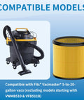 Vacuum cleaner with filter cartridge, VCFS Filter Replacement 2 Pack For Vacmaster 5 To 20 Gallon Wet Dry Vacuums And Vacmaster.