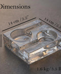 Clear Glass Cigar Ashtray Made From Premium Crystal, Heavyweight For Two Cigars, Modern Square Design, 14x14 cm, 1.6kg