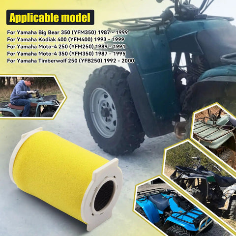 Air Filter, Guide, and End Cap Kit for Big Bear 350, Moto-4 250 and 350, Timberwolf 250, Kodiak 400 ATV Models 1987-2000