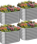 Beefy Four Pack 2x2 Foot Corrugated Galvanized Steel Raised Garden Beds Outdoor Above Ground Planter Boxes For Vegetables Herbs And Flowers Heavy Duty Metal Garden Bed Set 10 Inch Deep