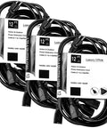 3-pack of 4 Way Power Splitter and 1 to 4 Extension Cord Splitter, 12 Foot Long Black Y Style Extension Cord, 3 Prong Outlet Splitter