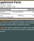 Supplement facts for Calcium 1200mg Plus Vitamin D3 1000 IU High Potency Mega Formula Non GMO 200 Tablets For Bone Health