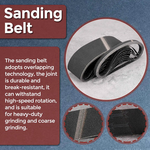 Pro Shop 4x24 Inch Sanding Belts 16 Pack Featuring 80 120 150 240 Grits, durable overlapping design for heavy-duty grinding.