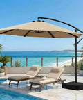 10 Feet Cantilever Offset Patio Umbrella With Base Included, Yarn Dyed Fabric, 8 Rib Sturdy Frame, 360 Degree Rotation And Easy Tilt