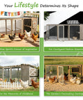 Expandable Two Story Chicken Coop With Six Nesting Boxes And Connectable Outdoor Run For Backyard Flock Expansion Asphalt Roof