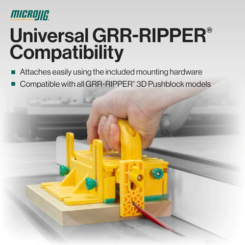 Gravity Heel Kit Pushblock Accessory For Table Saws And Jointers, Auto Retracting Woodshop Safety Gear used with GRR-RIPPER models.