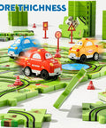 64 Piece Puzzle Track Car Set For Kids Ages 3 4 5 6 With 3 Cars And 6 Road Signs City Themed Floor Puzzle with colorful cars