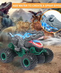 Monster Dinosaur Remote Control Car with 2.4 GHz Radio, roaring LED mouth, water spray, rugged rubber tires, 1:16 scale