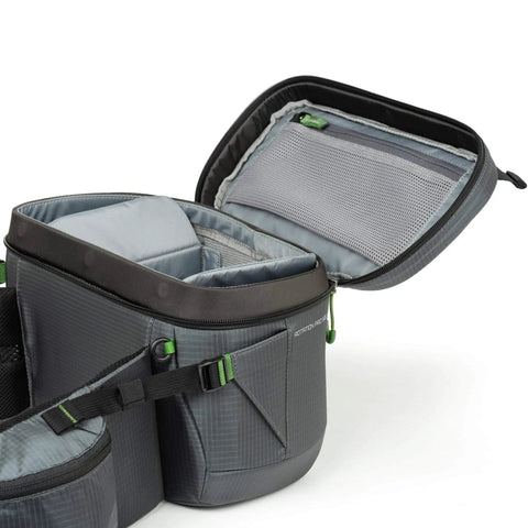 Rotating 50L Plus Camera Backpack For Epic Adventure Photography With Front Access, Tripod Carry, open top showcasing interior compartments