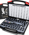 Open case of No-Fuss Tool Free Green Laser Bore Sight Kit With 64 Upgraded Adapters For Calibers From.17 To 12 Gauge All-In-One Sighting Tool