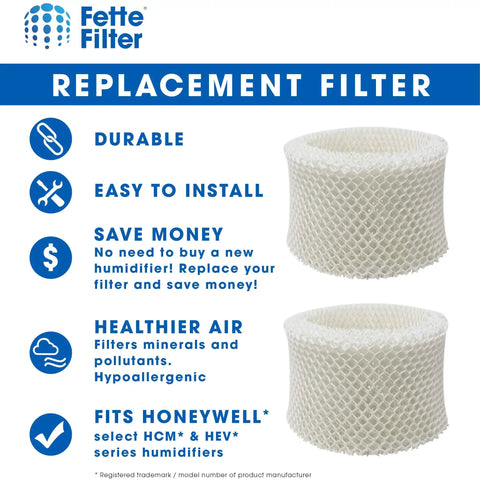 Two Pack Premium Humidifier Wicking Filter For Select HCM Series Cool Mist Humidifiers Replacement Filter Compatible With HCM300T HCM305T HCM310T HCM350 And More Easy Fit Durable Performance Great Moisture Control