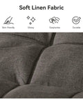 Close-up of grey linen fabric on Convertible Futon Sofa Bed In Grey Linen With Detachable Cushions, features soft texture.