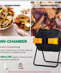 Dual Chamber 42 Gallon Outdoor Compost Tumbler Rotating Bin BPA Free For Garden Yard, Easy Turn, Eco Friendly
