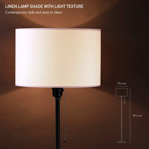 Dope Drum Shade Floor Lamp With Pull Chain On Off And E26 Socket Modern Minimalist Design Tall Standing Lamp for Living Room