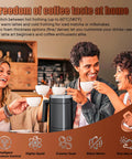 Group enjoying coffee with 4 In 1 Milk Frother And Steamer For Home Baristas With Hot And Cold Froth Milk Warming And Chocolate Milk