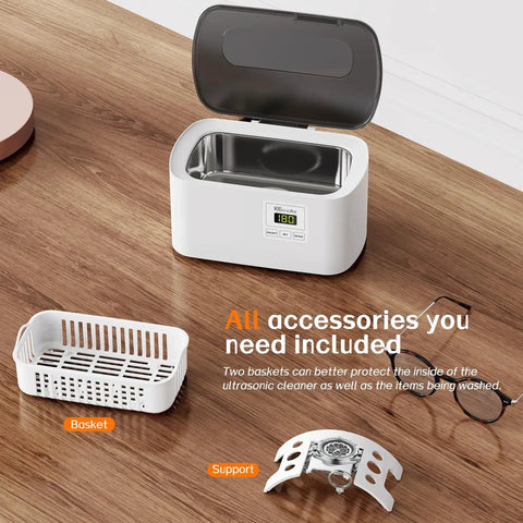 Ultrasonic Jewelry Cleaner 600ml Sonic Cleaner With Digital Timer For Eyeglasses, Rings And Silver Jewelry, accessories included