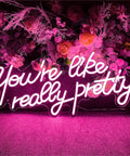 You Are Really Pretty Pink Led Neon Sign For Indoor Bedroom Decor Wall Art Backdrop 25.5x11.8 Inches Flexible Silicone Neon Light For Chill Vibe Parties Weddings Living Room with floral background