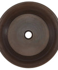 Top view of Copernicus Handmade Vessel Sink In Pure Solid Copper, 16 Inch, Aged Copper Finish, showcasing smooth interior texture.