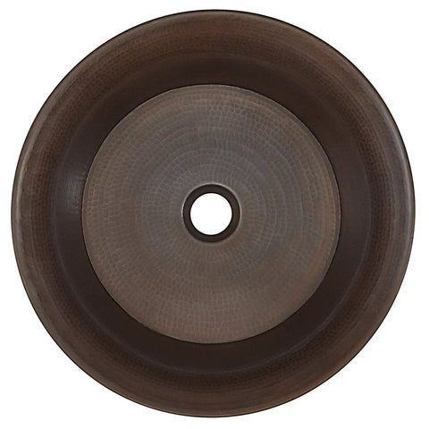 Top view of Copernicus Handmade Vessel Sink In Pure Solid Copper, 16 Inch, Aged Copper Finish, showcasing smooth interior texture.