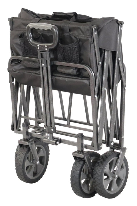 Collapsible Folding Outdoor Utility Wagon With Large Capacity And Easy Setup, Heavy Duty Foldable Wagon, folded view