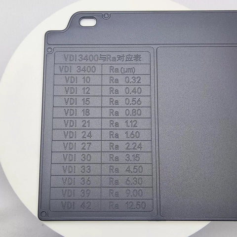 Surface Roughness Comparison Block Pro Grade VDI 12 To 45 Spark Erosion Texture Plate For EDM Mold Grain Finish Gauge 160x100mm Gray, VDI chart view