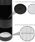 Chiminea Outdoor Fireplace Wood Burning Fire Pit With Poker And Cover Black Metal Patio Heater featuring ash pan and grates
