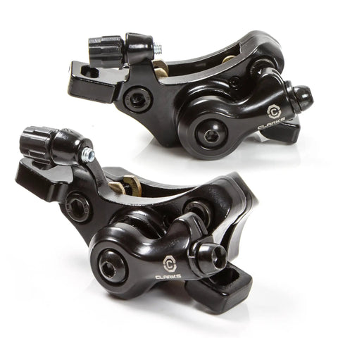 Heavy Duty Electric Bike Mechanical Disc Brake Kit With 180mm Front And 160mm Rear Rotors tough black calipers.