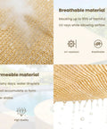 Close-up of sand-colored breathable fabric of Triangle Shade Sail 12x12x12 Feet UV Blocking Breathable Fabric With Fade Resistant Ropes Durable Outdoor Sun Shade For Patio Garden Deck Yard In Sand Color Easy Install And Weatherproof showing water and UV resistant properties with natural airflow.