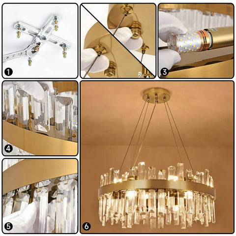 Crystal Ceiling Light Fixture In Black, Semi Flush Mount Round Chandelier with iridescent crystals in polished gold detail