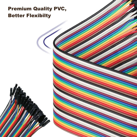 40 Piece 20 Cm Female To Female Multicolor Breadboard Jumper Wires Set For Arduino Projects Eight Inch Flexible Copper Cables Each Wire Easily Separable For Custom Prototyping And Easy DIY Electronics, multicolor PVC wires