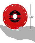 Diamond Cut Off Wheel 4-1/2 Inch For Metal - Multi Purpose Grinding And Cutting Disc For Angle Grinder held in hand