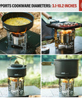 2250W Alcohol Stove for Camping and Outdoors with cookware, stainless steel, foldable stand, outdoors cooking view