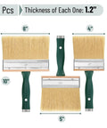Deck Stain Brush Set 3 Pack With 4 Inch 5 Inch And 6 Inch Brushes for Big Decks and Wood Wall Jobs shown with dimensions