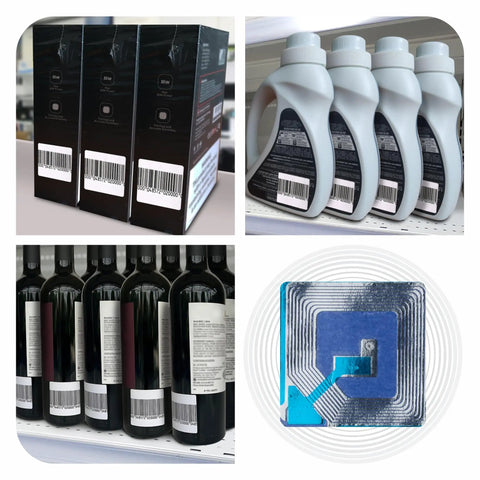 2x2 Inch White RF 8.2MHz Paper Security Labels With Fake Barcode Checkpoint Compatible Anti Theft EAS Loss Prevention For Retail Inventory 1000 Labels Easy To Use Security Solution installed on various products
