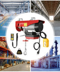 Heavy Duty Electric Hoist That Lets You Lift Heavy Loads Effortlessly With Smooth Windup And Strong Pull For Garage DIY Work Or Workshop Projects in warehouse setting.