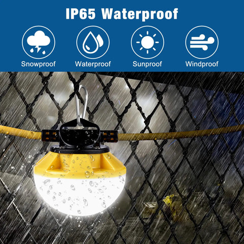 Heavy Duty 50ft LED Construction String Light Pro Grade 50W 6000 Lumens 18AWG Wire Linkable Work Lights with waterproof feature