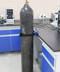 Bench Mount Cylinder Bracket For Gas Cylinders And Canisters, Heavy Duty Clamp For Nitrogen Propane And Other Lab Cylinders, Adjustable Table Stand Holder, Safe Secure Tank Mounting Gear For Inaccessible Walls Or Temporary Setups securing a gas cylinder on a bench.