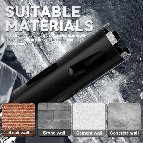 Diamond Core Drill Bit Set Two And A Half Inch With Pilot Bit And Adapters SDS Plus And Hex suitable for various walls.