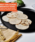 13.5 Inch Carbon Steel Nonstick Round Comal With Metal Handles Durable Black Pan For Tortillas Searing And Everyday Cooking
