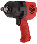 CP7741 Half Inch Air Impact Wrench With Twin Hammer Power, red pistol grip design, side view for auto repair and shop use