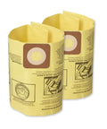 Fine Dust Wet Dry Vac Dust Collection Bags For 6 To 10 Gallon Shop Vacs, Durable Dry Debris Bags That Help Speed Up Cleanup Time, Fits Most Vacs, Reduces Mess, 2 Pack. Yellow paper bags with filter ring for shop vacuums.