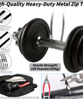 Heavy Duty Metal Zip Ties Kit With Gun Tool And Cutter 400 Pieces Of 6 8 And 12 Inch Self Locking Cable Ties around dumbbell