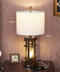Farmhouse Table Lamps Set With USB Ports And Touch Dimmers, 26 Inch Tall Bedside Lamps shown in living room setting