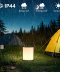 Solar Lantern LED Outdoor Cordless Table Lamp With IP44 Waterproof Metal Frame RGB And Warm White Lighting in rainy campsite